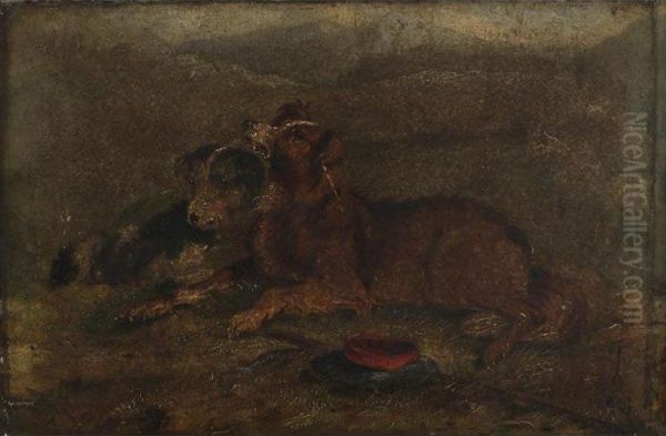 Terriers Resting In A Landscape Oil Painting by Henry Thomas Alken