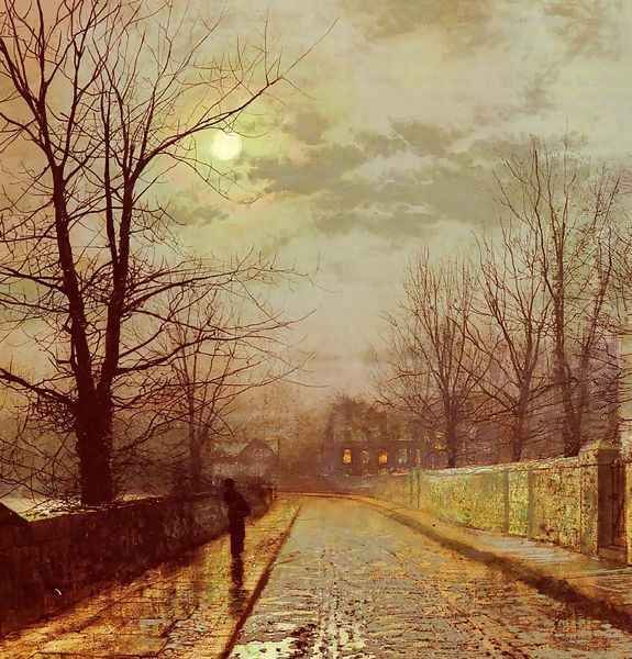 Lane In Cheshire Oil Painting by John Atkinson Grimshaw