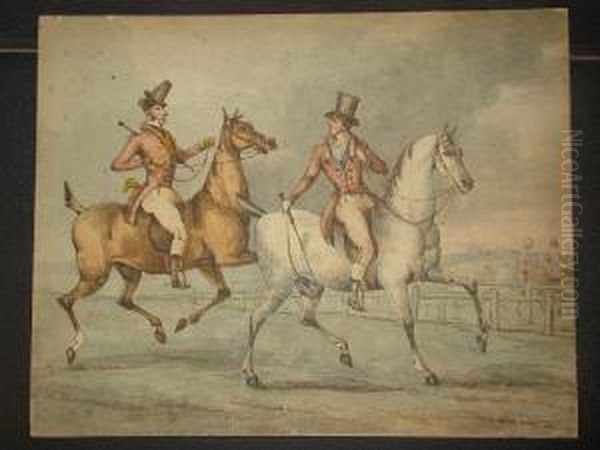 Two Gentleman Arriving At The Races On Horseback Oil Painting by Henry Thomas Alken