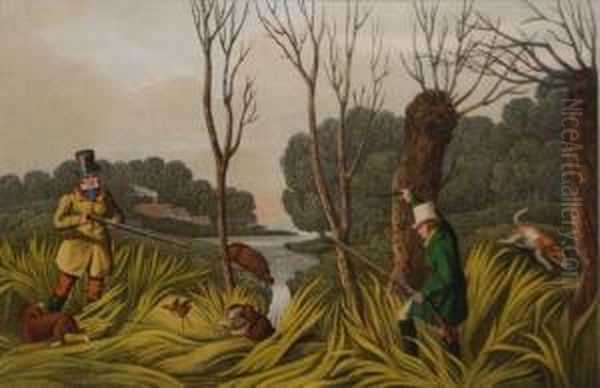 Water Hen Shooting Oil Painting by Henry Thomas Alken