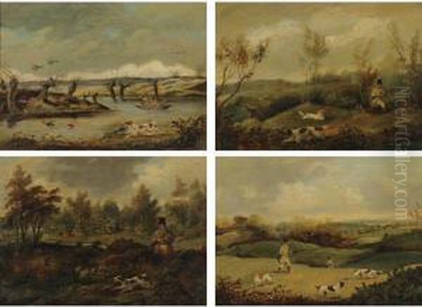 Out Shooting: Four Works Oil Painting by Henry Thomas Alken