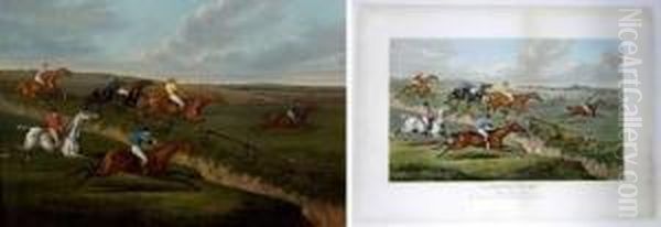 A Steeple Chase, With Emulation Fired They Strain To Lead The Field, Top The Barr D Gate Oil Painting by Henry Thomas Alken