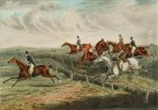 Grand Leicestershire Steeple Chase Oil Painting by Henry Thomas Alken