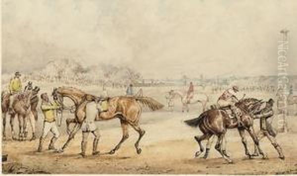 Training; Preparing To Start; Started; And The Race Oil Painting by Henry Thomas Alken