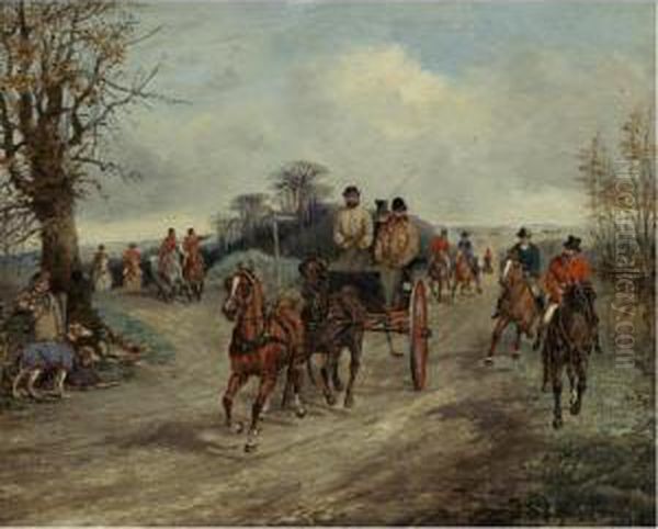 On The Way To The Meet, A Country Crossroads Oil Painting by Henry Thomas Alken