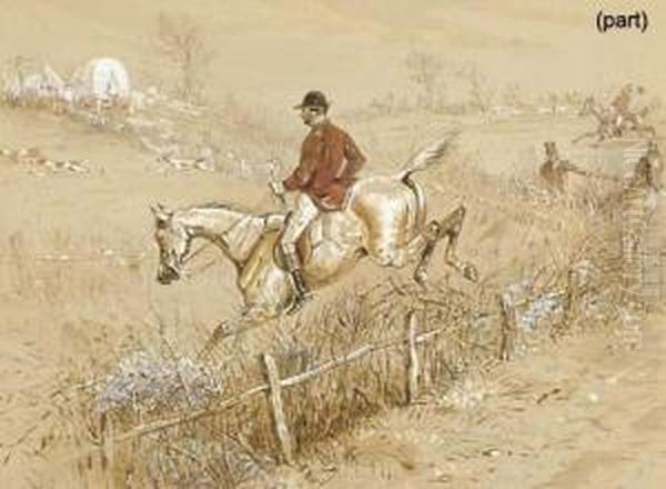 Over The Fence; And Into The Ditch Oil Painting by Henry Thomas Alken