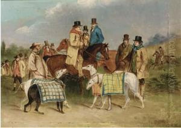 Before The Course; And Releasing The Hare Oil Painting by Henry Thomas Alken