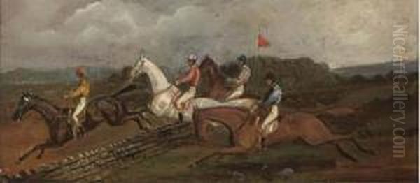 Steeplechasing; And Over The Ditch Oil Painting by Henry Thomas Alken