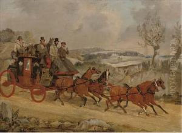 A Coach And Four In A Winter Landscape Oil Painting by Henry Thomas Alken