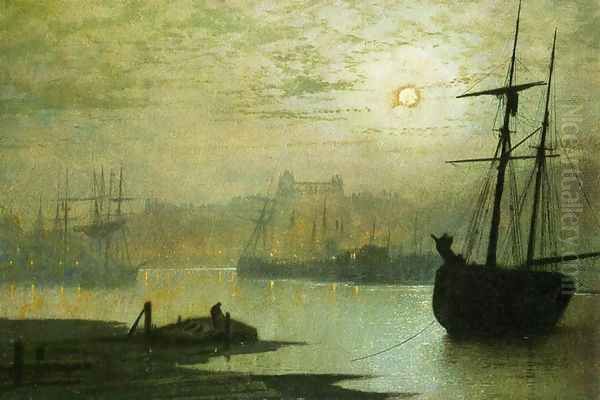 On the Esk, Whitby Oil Painting by John Atkinson Grimshaw