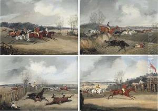 The 1847 Henley-in-arden Steeple Chase Oil Painting by Henry Thomas Alken