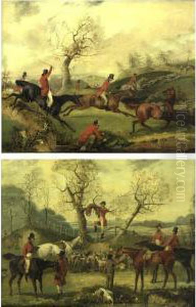 Fox Hunting: A Pair Oil Painting by Henry Thomas Alken