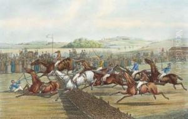 A Hurdle Race Oil Painting by Henry Thomas Alken