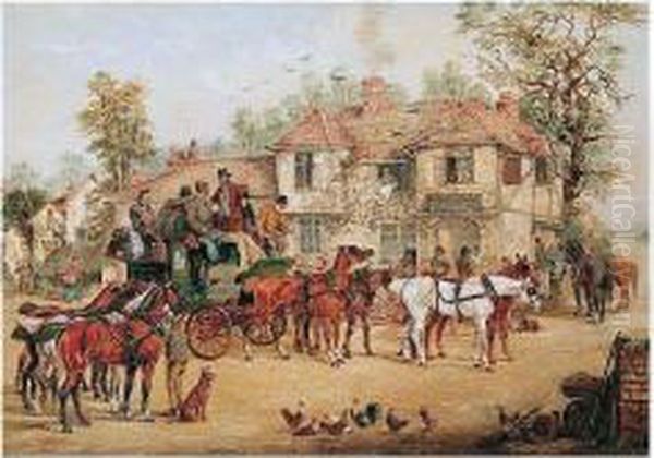 Changing Horses Oil Painting by Henry Thomas Alken