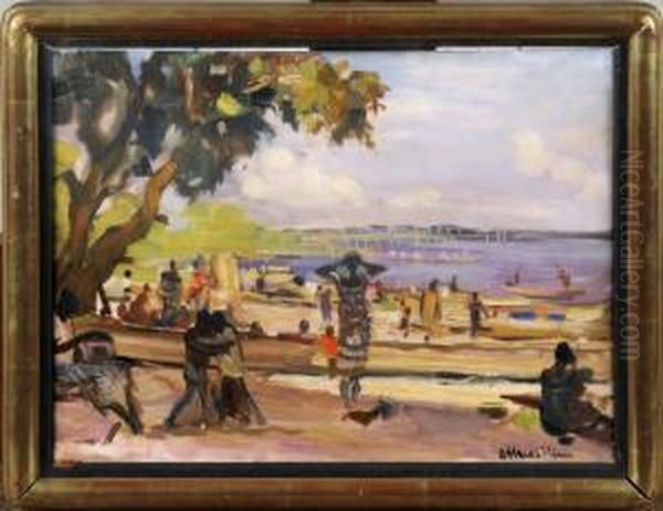 Pecheurs A Stanleyville Oil Painting by Fernand Allard L'Olivier