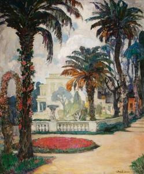 A House In Cap Ferrat Oil Painting by Fernand Allard L'Olivier