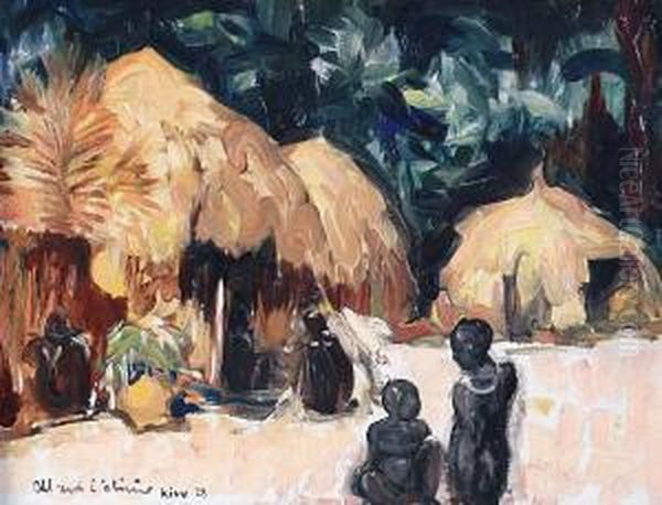 Village A Kivu Oil Painting by Fernand Allard L'Olivier