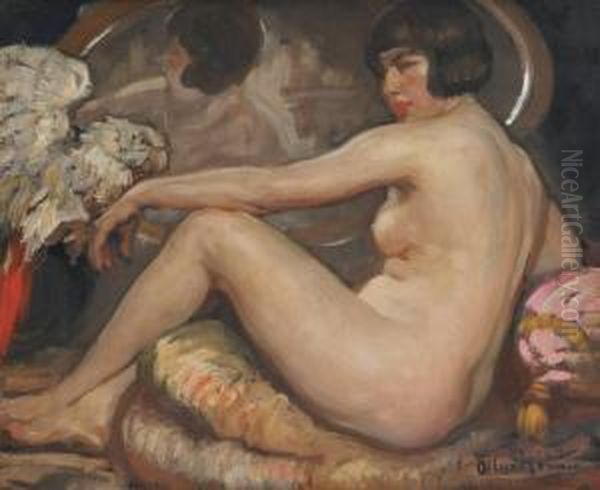 Nu Au Miroir Oil Painting by Fernand Allard L'Olivier