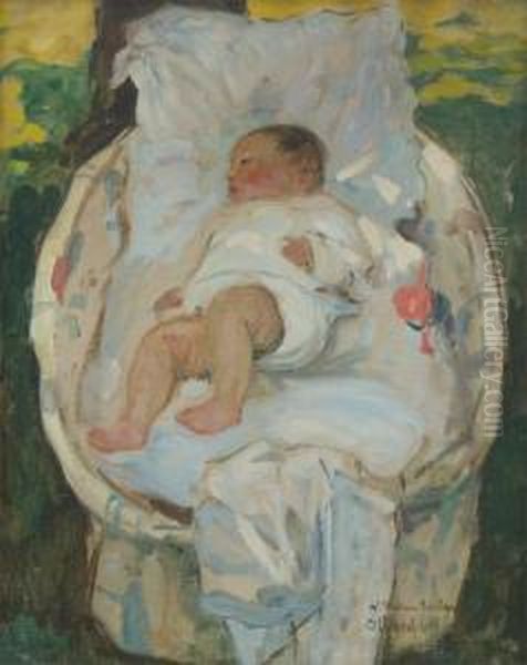 L'enfant Dans Sonberceau Oil Painting by Fernand Allard L'Olivier