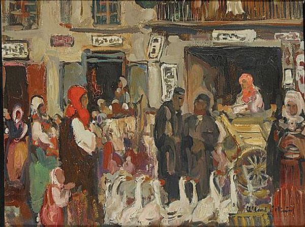 Scene De Rue En Pologne Oil Painting by Fernand Allard L'Olivier