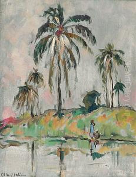 Bord De Riviere, Congo Belge Oil Painting by Fernand Allard L'Olivier