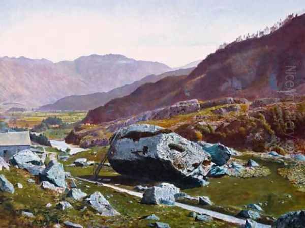 Bowder Stone, Borrowdale Oil Painting by John Atkinson Grimshaw