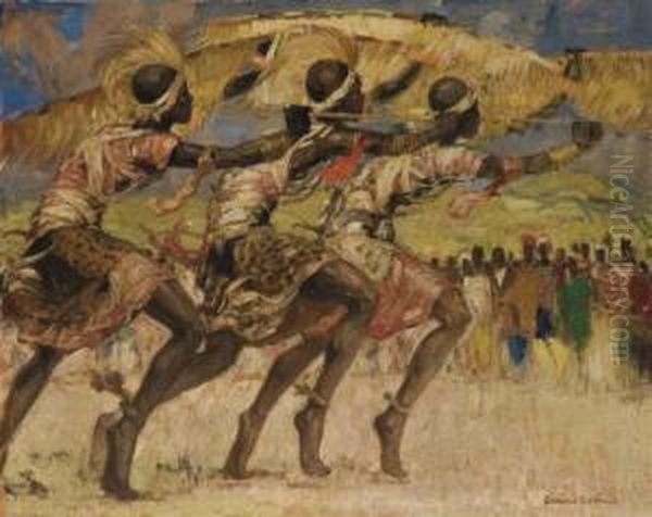 Les Levriers De Musinga Oil Painting by Fernand Allard L'Olivier