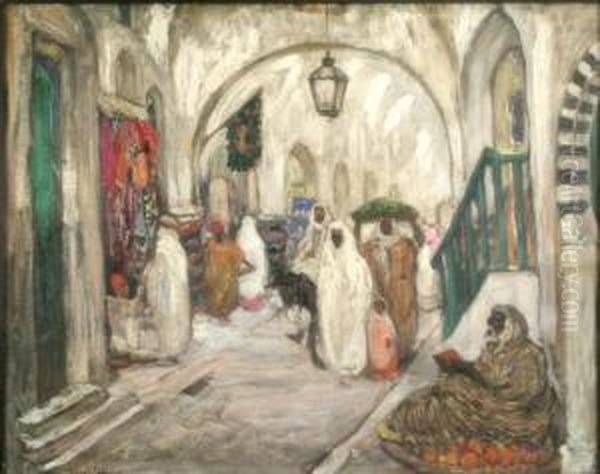 In The Souk Oil Painting by Fernand Allard L'Olivier