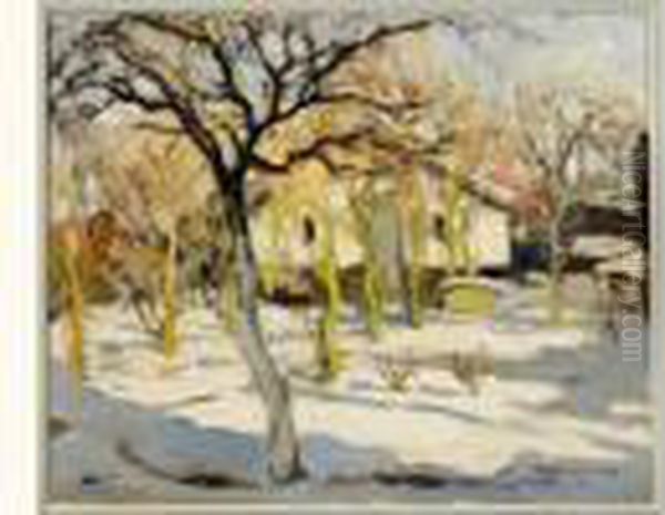 Village Enneige Oil Painting by Fernand Allard L'Olivier