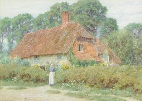 By The Cottage Gate, Mayfield, Eastsussex Oil Painting by Helen Mary Elizabeth Allingham