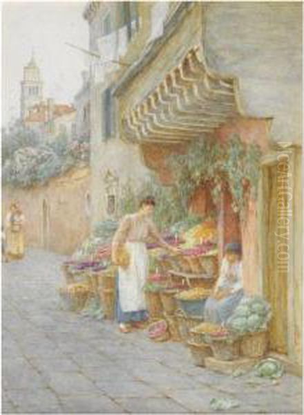 The Fruit Seller Of Venice Oil Painting by Helen Mary Elizabeth Allingham