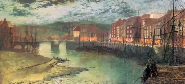 Whitby Docks Oil Painting by John Atkinson Grimshaw