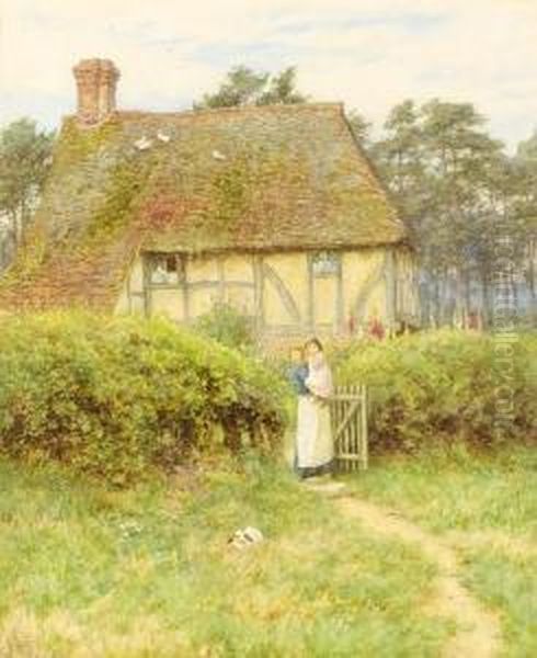 An Old Cottage Near East Grinstead Oil Painting by Helen Mary Elizabeth Allingham