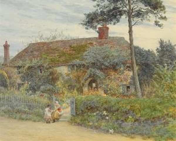 Hook's Farm, Freshwater, Isle Of Wight Oil Painting by Helen Mary Elizabeth Allingham