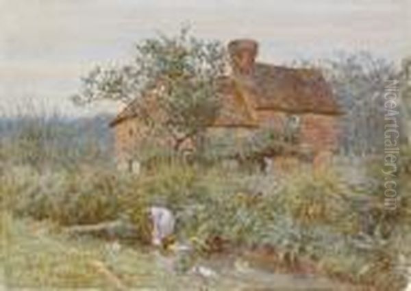 An Old Surrey Cottage Oil Painting by Helen Mary Elizabeth Allingham