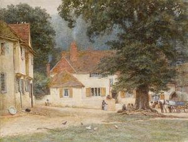 White Horse Inn, Shere, Surrey Oil Painting by Helen Mary Elizabeth Allingham