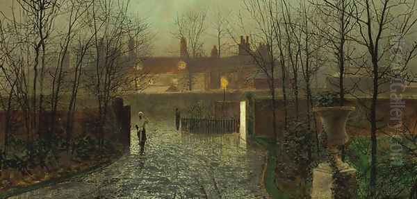 Arriving at the Hall Oil Painting by John Atkinson Grimshaw