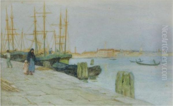 Morning At The Quay, Venice Oil Painting by Helen Mary Elizabeth Allingham