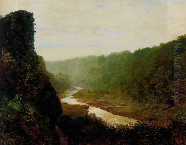 Landscape with a winding river Oil Painting by John Atkinson Grimshaw