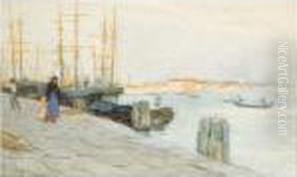 Morning At The Quay, Venice Oil Painting by Helen Mary Elizabeth Allingham