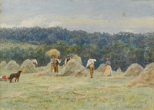 The Hayfield Oil Painting by Helen Mary Elizabeth Allingham