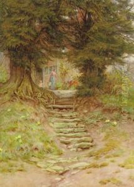 A Cottage Near Crocken Hill, Kent Oil Painting by Helen Mary Elizabeth Allingham