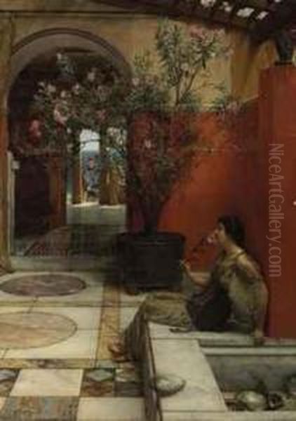 An Oleander Oil Painting by Sir Lawrence Alma-Tadema