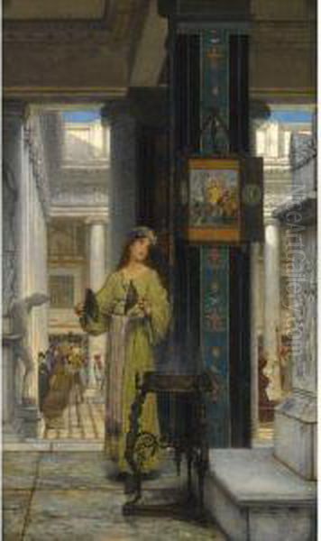 In The Temple Oil Painting by Sir Lawrence Alma-Tadema