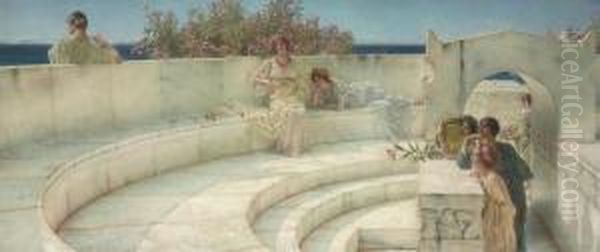 Under The Roof Of Blue Ionian Weather Oil Painting by Sir Lawrence Alma-Tadema