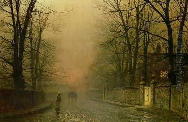 Where the pale moonbeams linger Oil Painting by John Atkinson Grimshaw