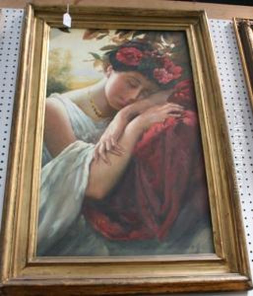 Classical Maiden Sleeping Oil Painting by Sir Lawrence Alma-Tadema