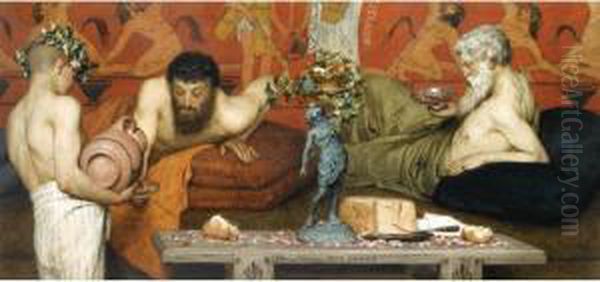 Greek Wine Oil Painting by Sir Lawrence Alma-Tadema