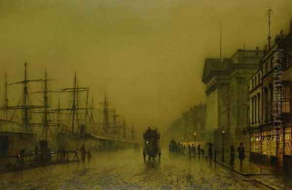 Liverpool Docks Customs House and Salthouse Docks Liverpool Oil Painting by John Atkinson Grimshaw