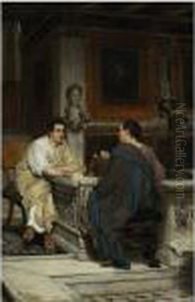 The Conversation Oil Painting by Sir Lawrence Alma-Tadema